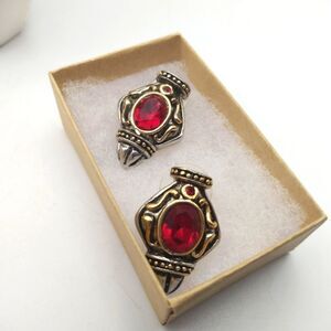 Heavy ruby estate diamond shaped earrings for pierced‎ ears